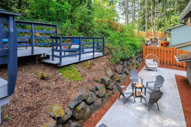 24222 92nd Ave W, Edmonds, WA 98020 - view of patio / terrace with an outdoor fire pit and a deck