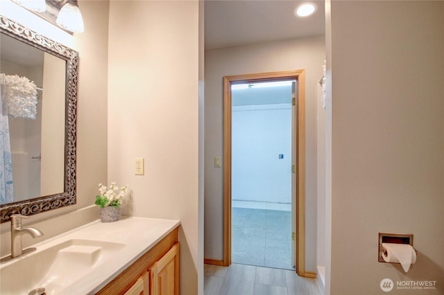 362 N Sunrise Blvd, Camano Island, WA 98282 - bathroom featuring vanity and recessed lighting
