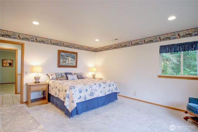 362 N Sunrise Blvd, Camano Island, WA 98282 - bedroom featuring carpet floors, recessed lighting, and baseboards