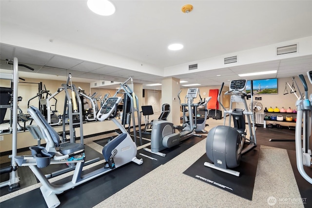 2607 Western Ave Unit 202, Seattle, WA 98121 - workout area with a paneled ceiling