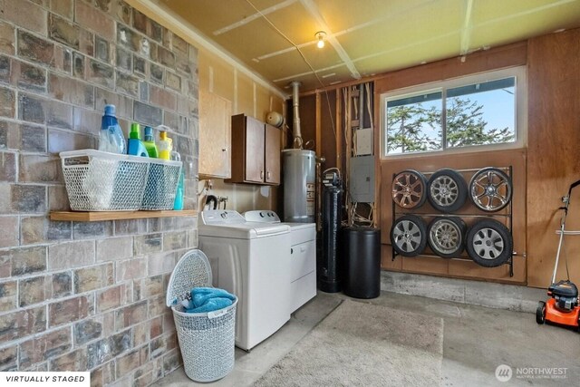 1310 Swantown Rd, Oak Harbor, WA 98277 - laundry room with washing machine and clothes dryer, water heater, and electric panel