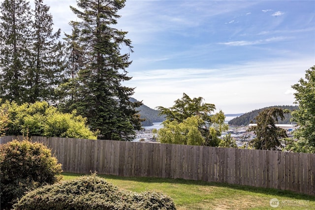 view of yard with a mountain view