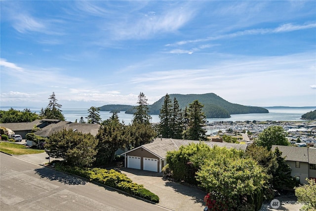 mountain view with a large body of water