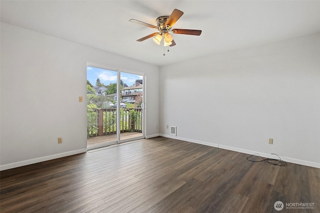 3812 R Ave, Anacortes, WA 98221 - spare room featuring ceiling fan, dark wood-type flooring, and baseboards