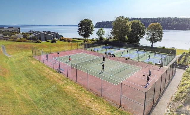 10 Olympic Pl Unit 10, Port Ludlow, WA 98365 - view of tennis court with a water view and community basketball court
