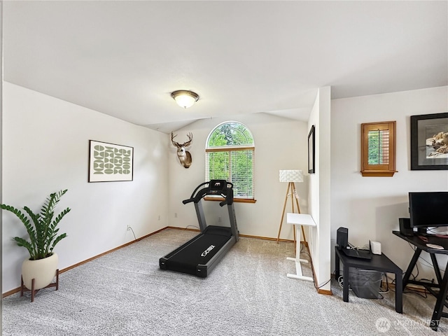 4207 Campus Green Loop NE, Lacey, WA 98516 - workout area with carpet floors, lofted ceiling, and baseboards