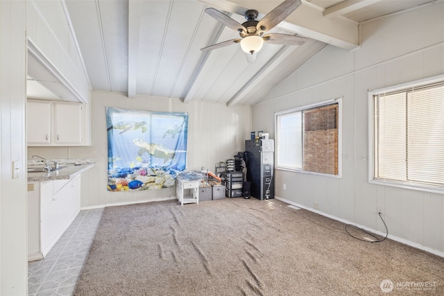 3701 Gun Club Rd Unit 16, Yakima, WA 98901 - living room featuring a ceiling fan, light carpet, and baseboards