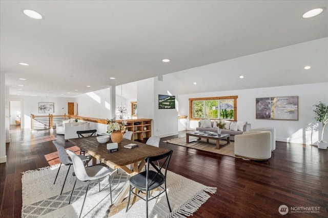8607 436th Ave SE, North Bend, WA 98045 - dining room with hardwood / wood-style floors, recessed lighting, and baseboards