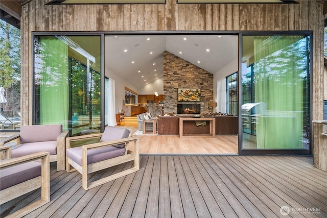 1501 Kokanee Loop, Cle Elum, WA 98922 - deck with an outdoor living space with a fireplace