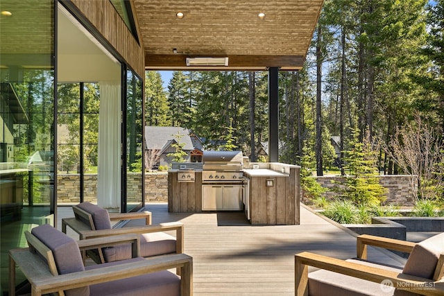 1501 Kokanee Loop, Cle Elum, WA 98922 - wooden terrace with area for grilling and an outdoor kitchen