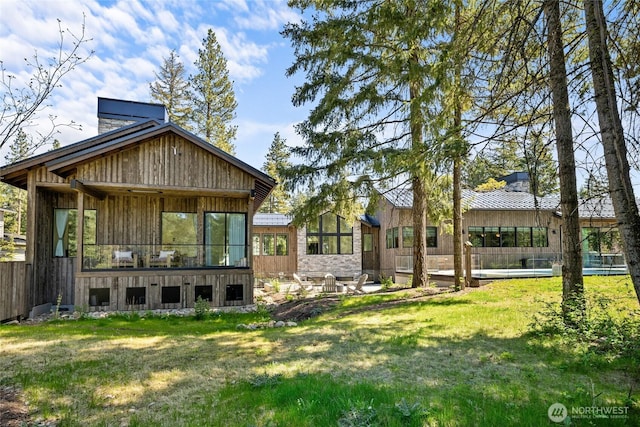 1501 Kokanee Loop, Cle Elum, WA 98922 - back of house with a chimney, a yard, and a gazebo