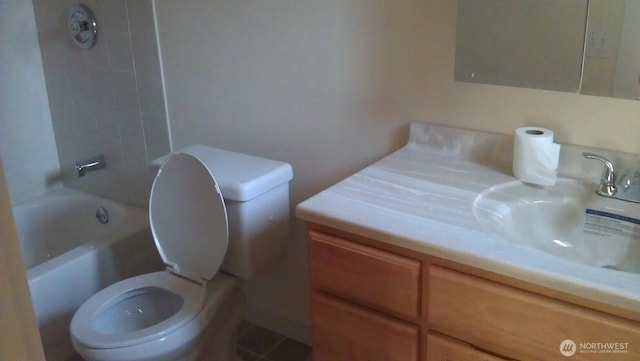 4815 S J St, Tacoma, WA 98408 - bathroom featuring toilet, vanity, and washtub / shower combination