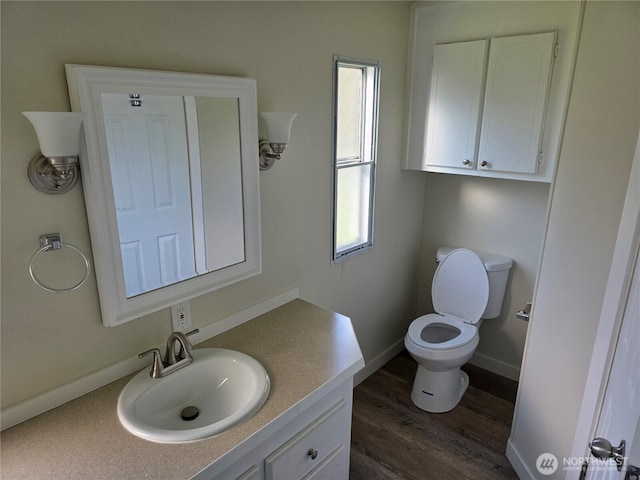 17925 Jordan St SW, Rochester, WA 98579 - bathroom with wood finished floors, vanity, toilet, and baseboards