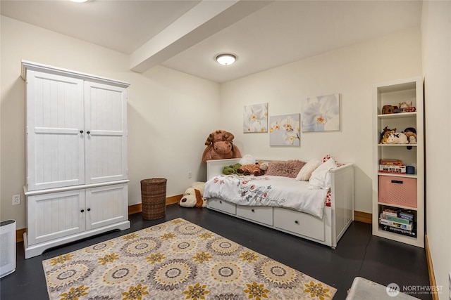 8285 NE Beck Rd, Bainbridge Island, WA 98110 - bedroom featuring baseboards and beamed ceiling