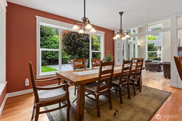 12916 318th Ave NE, Duvall, WA 98019 - dining area featuring light wood finished floors, a chandelier, and baseboards