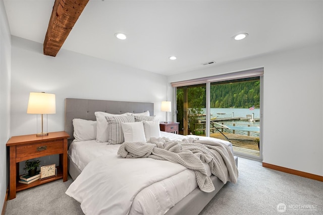 1414 Roy Rd, Bellingham, WA 98229 - bedroom featuring access to outside, carpet floors, recessed lighting, and baseboards