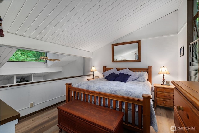 735 E Promontory Rd, Shelton, WA 98584 - bedroom with wood finished floors, lofted ceiling, and wooden ceiling