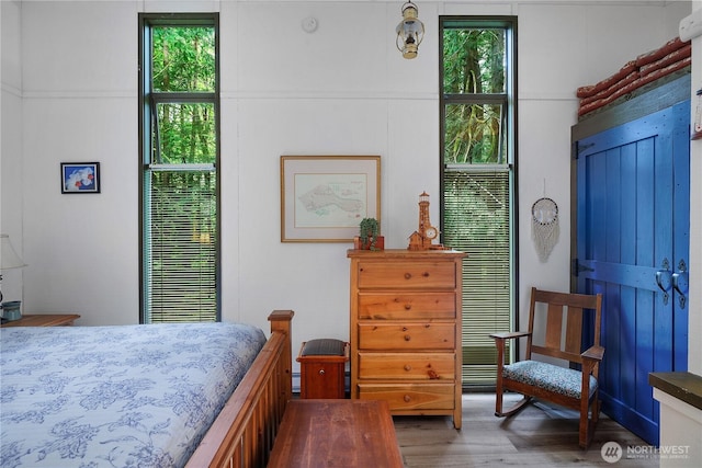 735 E Promontory Rd, Shelton, WA 98584 - bedroom featuring multiple windows and wood finished floors