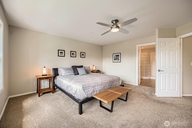 922 Chelan Ave NE, Renton, WA 98059 - bedroom with carpet, baseboards, and a ceiling fan
