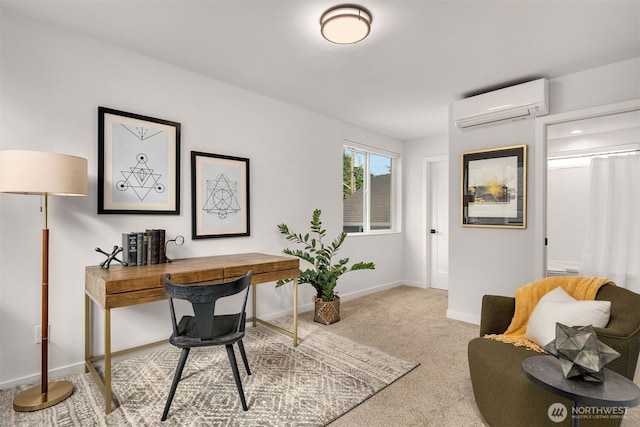 919 N 103rd St Unit A, Seattle, WA 98133 - office area featuring a wall mounted AC, carpet flooring, and baseboards