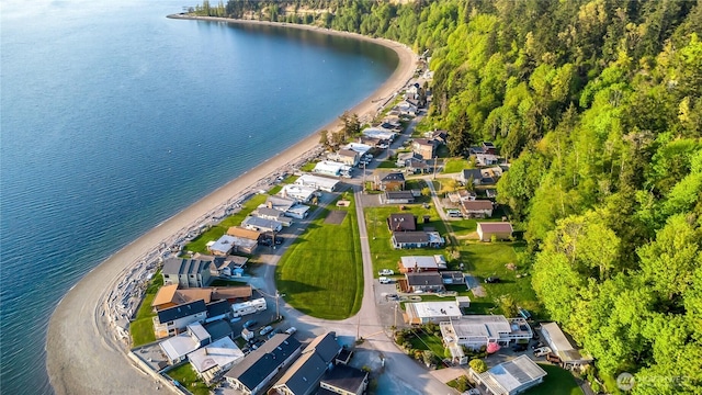 14207 Evergreen Way, Stanwood, WA 98292 - aerial perspective of suburban area with a nearby body of water and a heavily wooded area