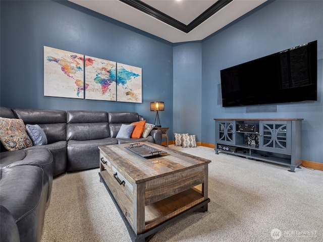 28235 SE 268th St, Ravensdale, WA 98051 - living room featuring carpet, baseboards, and ornamental molding
