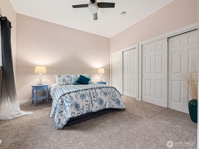28235 SE 268th St, Ravensdale, WA 98051 - carpeted bedroom featuring two closets and ceiling fan