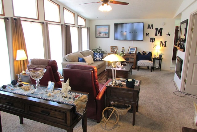 1427 100th St SW Unit 149, Everett, WA 98204 - living room featuring carpet flooring and ceiling fan