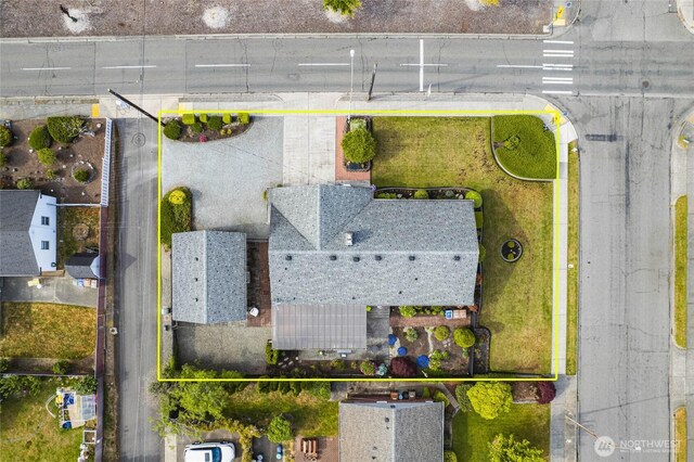5502 N 21st St, Tacoma, WA 98406 - aerial view of property and surrounding area with property boundaries highlighted