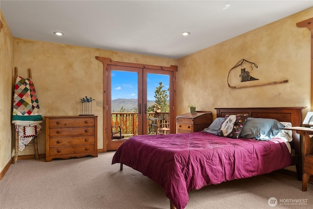 117 Vintin Rd, Carlton, WA 98814 - bedroom featuring access to exterior, carpet flooring, french doors, baseboards, and recessed lighting