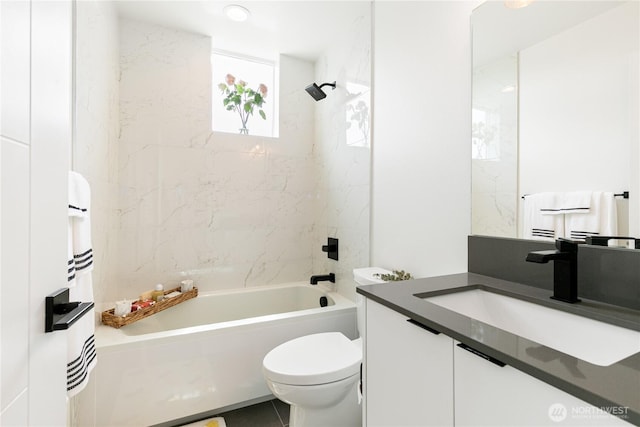 916NW 56th St Unit G, Seattle, WA 98107 - bathroom featuring shower / bathtub combination, toilet, and vanity