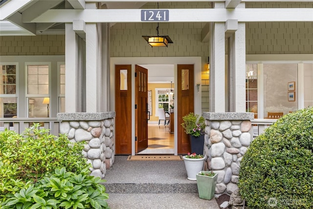 1241 Cherry Ave NE, Bainbridge Island, WA 98110 - view of exterior entry with stone siding