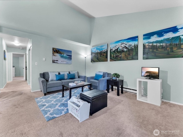 3024 NE 143rd St Unit 304, Seattle, WA 98125 - living area featuring carpet flooring, baseboards, and baseboard heating
