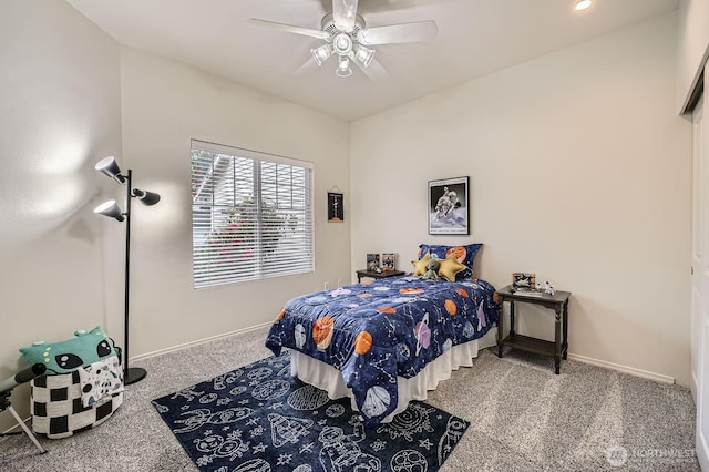 4313 S 220th Pl Unit 18-2, Kent, WA 98032 - carpeted bedroom with baseboards and ceiling fan