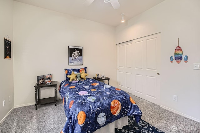 4313 S 220th Pl Unit 18-2, Kent, WA 98032 - bedroom with carpet flooring, baseboards, and ceiling fan