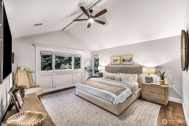 19852 NE 124th Pl, Woodinville, WA 98077 - bedroom featuring dark wood-type flooring, a ceiling fan, and baseboards