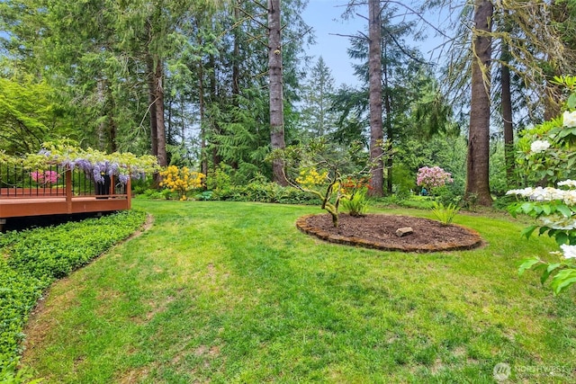 6206 SW Tiger Tail Dr, Olympia, WA 98512 - view of green lawn featuring a deck