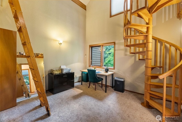 6206 SW Tiger Tail Dr, Olympia, WA 98512 - carpeted office with healthy amount of natural light, a high ceiling, and baseboards