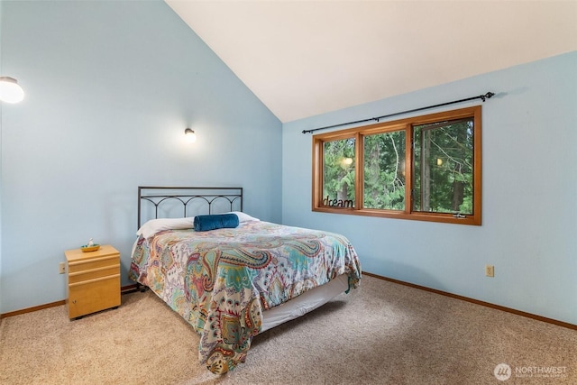 6206 SW Tiger Tail Dr, Olympia, WA 98512 - carpeted bedroom featuring baseboards and high vaulted ceiling