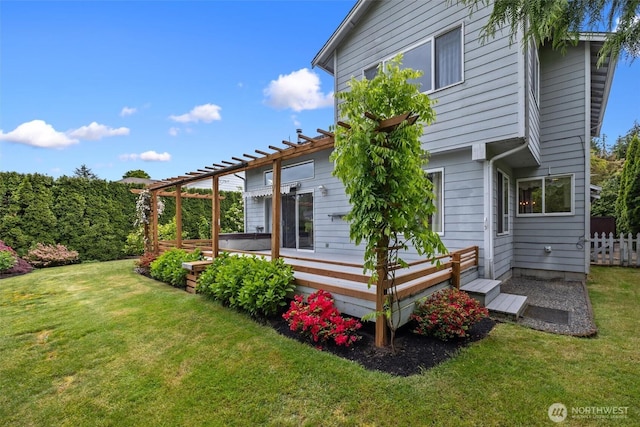7521 Sterling Pl, Arlington, WA 98223 - view of home's exterior featuring a hot tub and a pergola