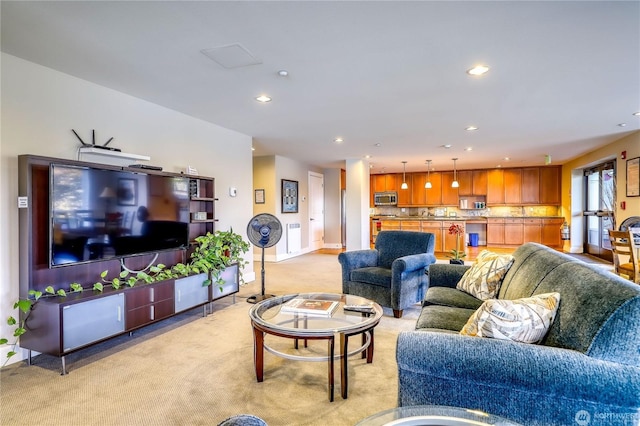 400 Washington Ave Unit 415, Bremerton, WA 98337 - living area with recessed lighting, light colored carpet, and baseboards