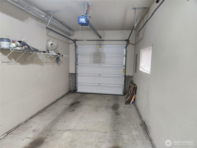 garage with a garage door opener