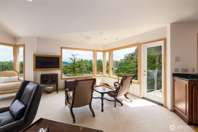 view of carpeted dining space
