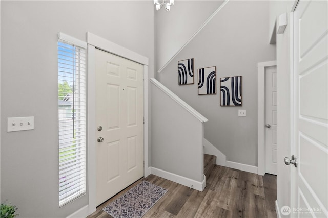 23603 SE 267th Pl, Maple Valley, WA 98038 - foyer with wood finished floors, stairs, and baseboards