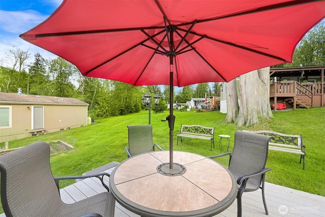 316 W Lake Samish Dr, Bellingham, WA 98229 - view of patio / terrace featuring a wooden deck and outdoor dining space