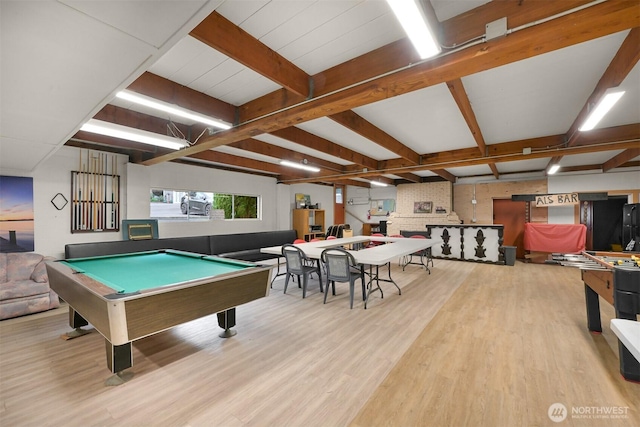 316 W Lake Samish Dr, Bellingham, WA 98229 - game room with wood finished floors, pool table, and beam ceiling