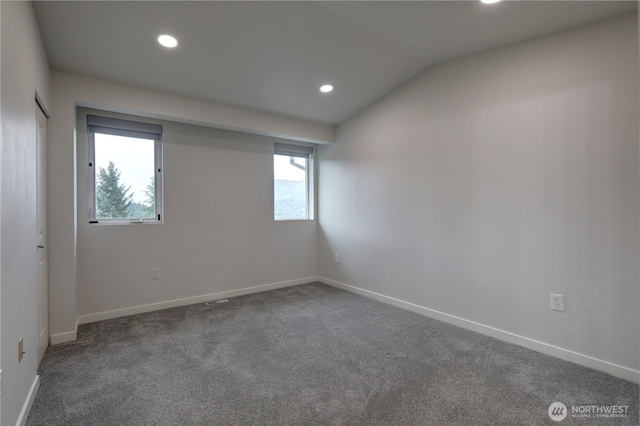 23120 SE Black Nugget Rd Unit A2, Issaquah, WA 98029 - unfurnished room featuring recessed lighting, carpet, baseboards, and vaulted ceiling