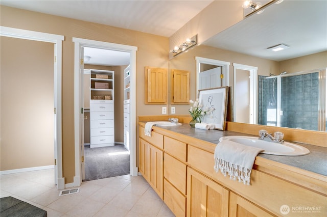 3212 Maplewood Cir NE, Tacoma, WA 98422 - full bath featuring double vanity, a shower stall, and tile patterned floors