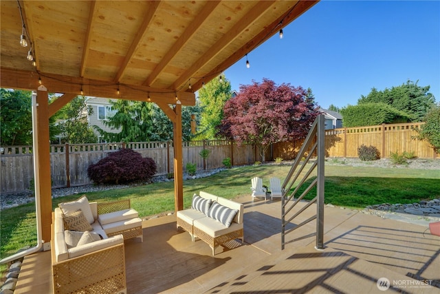 3212 Maplewood Cir NE, Tacoma, WA 98422 - fenced backyard with a patio and outdoor lounge area
