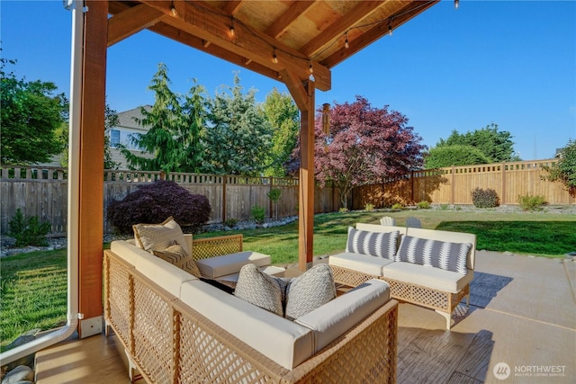 3212 Maplewood Cir NE, Tacoma, WA 98422 - fenced backyard featuring an outdoor living space and a patio